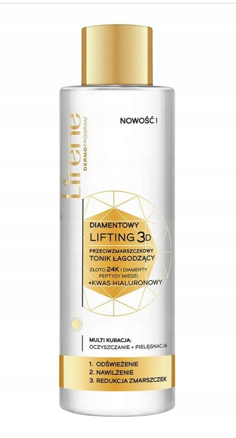 Beruhigendes Anti-Falten-Tonikum mit Hyaluronsäure Lirene Dermo Diamond Lifting 3D 50+, 200 ml 