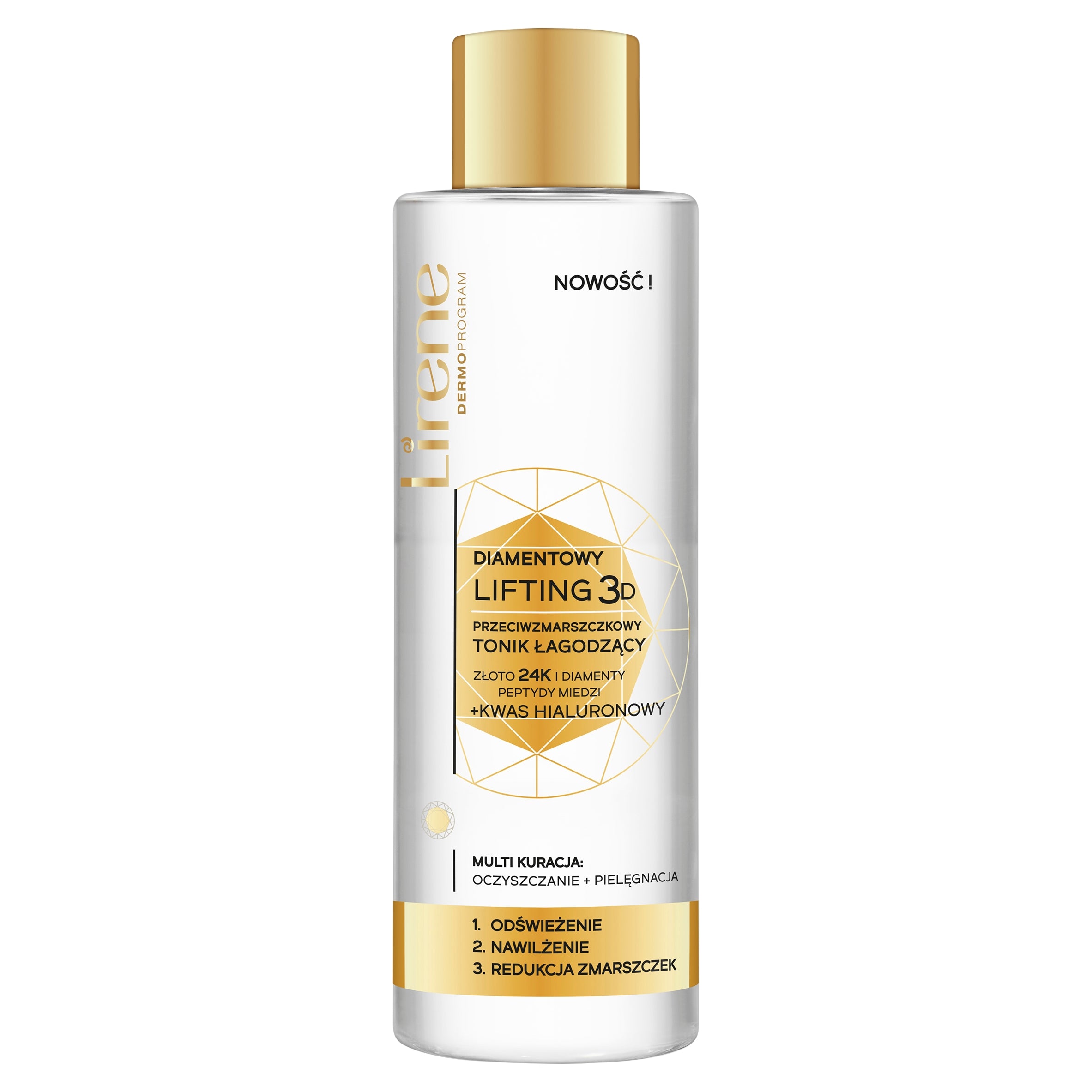 Beruhigendes Anti-Falten-Tonikum mit Hyaluronsäure Lirene Dermo Diamond Lifting 3D 50+, 200 ml 