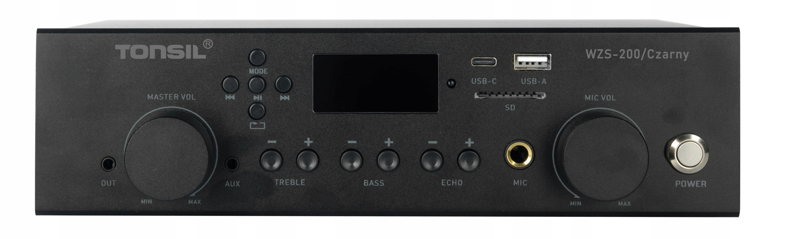 Tonsil WZS-200 Stereo Amplifier 2x60W Bluetooth 5.3 AUX MIC FM USB Black Packaging status original
