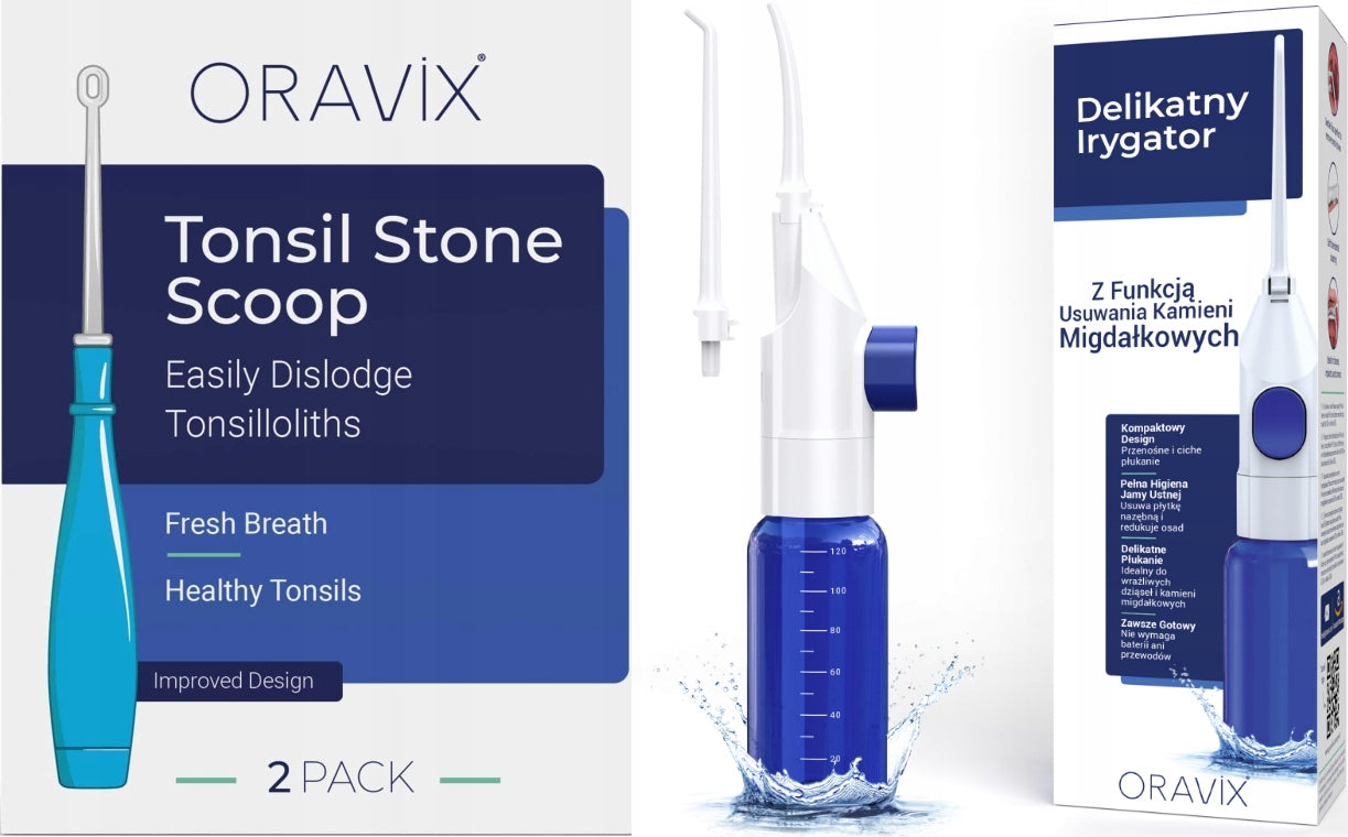 Tonsil stone removal kit + ORAVIX Gentle Irrigator Color white
