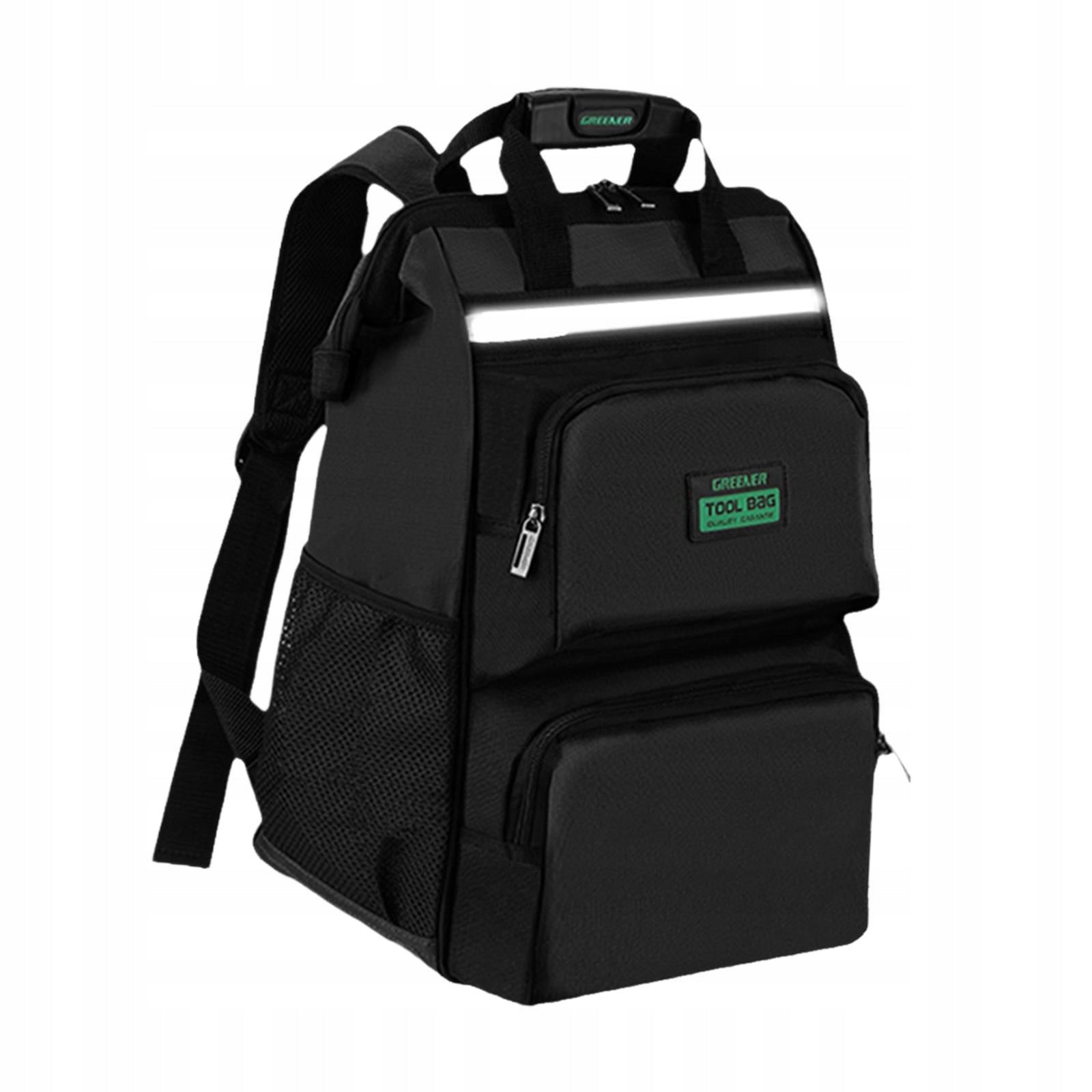 Tool Backpack Black Multiple Storage Pocket 16 inch Height with Warning Brand no brand