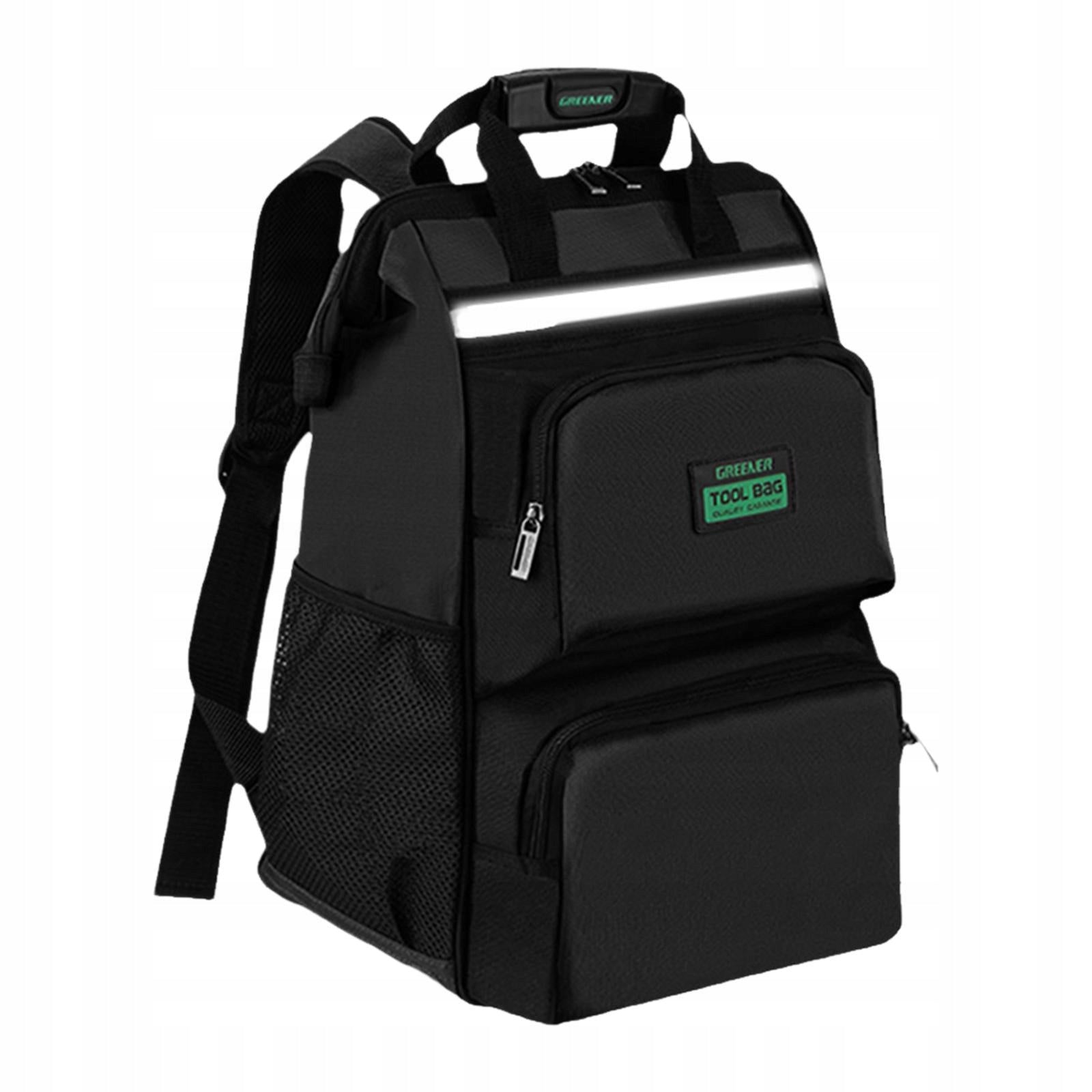 Tool Backpack Black Multiple Storage Pocket 16 inch Height with Warning Packaging status original