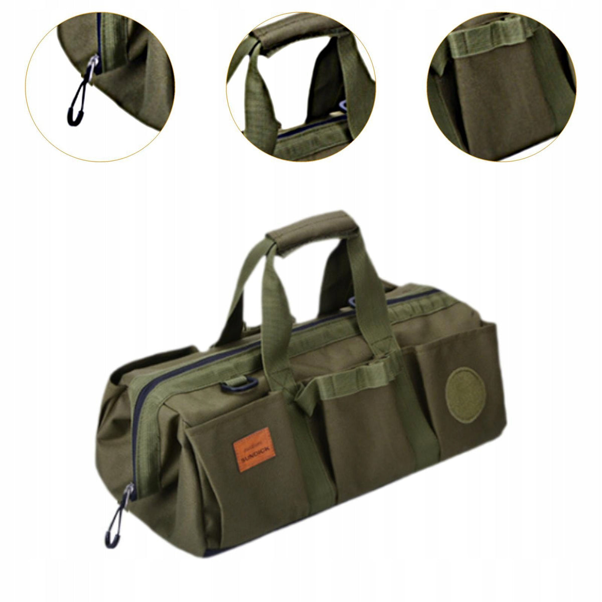 Tool Bag Portable Heavy Duty Large Capacity Multipurpose with Zipper Green Packaging status original