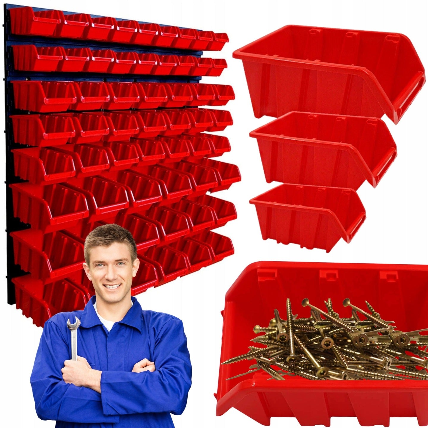 Tool Board + 57x Workshop Cuvettes Storage Container Organizer