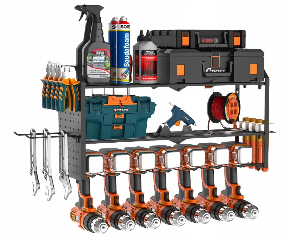 Tool Container Wall Mounted Power Tool Rack 3-Tier
