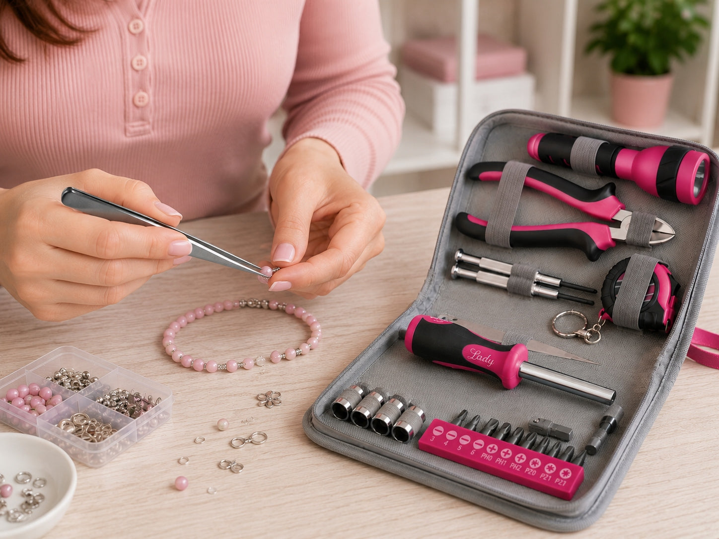 Tool Set 23 Elements Pink Compact Tool Set For Women Manufacturer code 6595