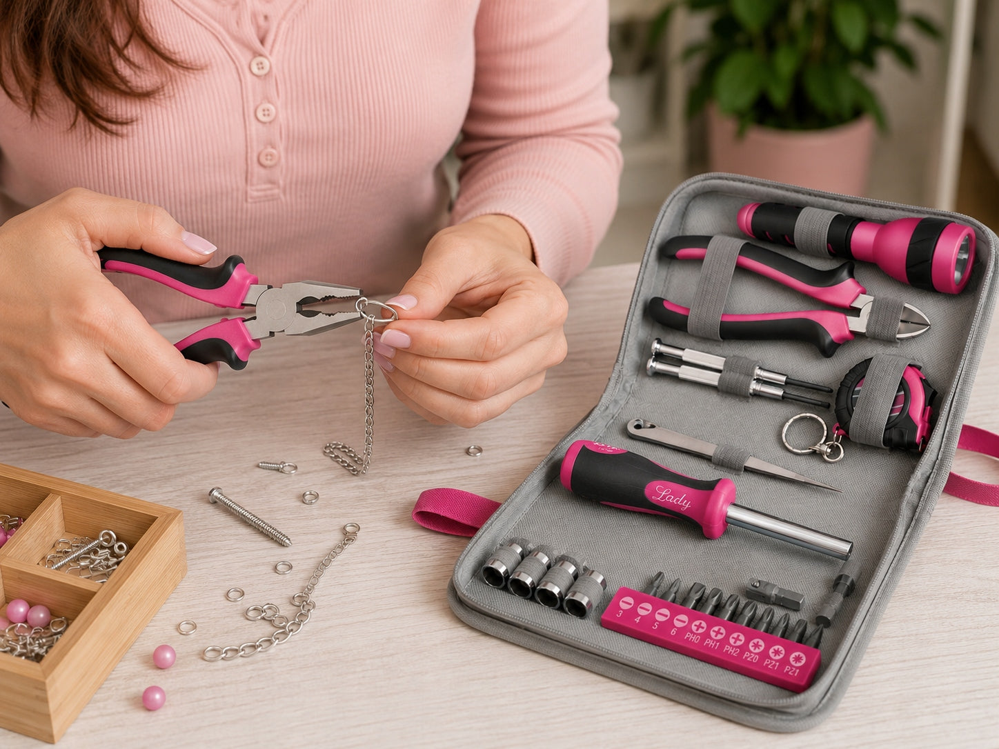 Tool Set 23 Elements Pink Compact Tool Set For Women Packaging status original