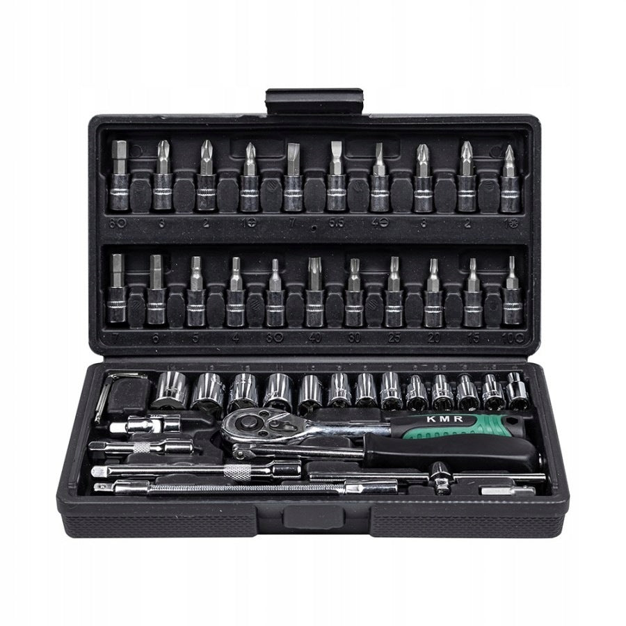 Tool Set 46 Elements Ratchet 1/4" Bits Torx Sockets Workshop