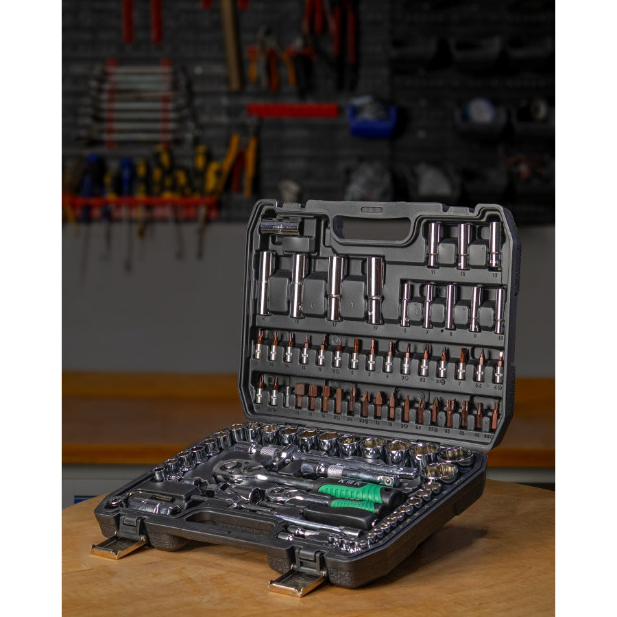 Tool Set 94 Elements Ratchet 1/4" 1/2" Bits Caps Packaging status original