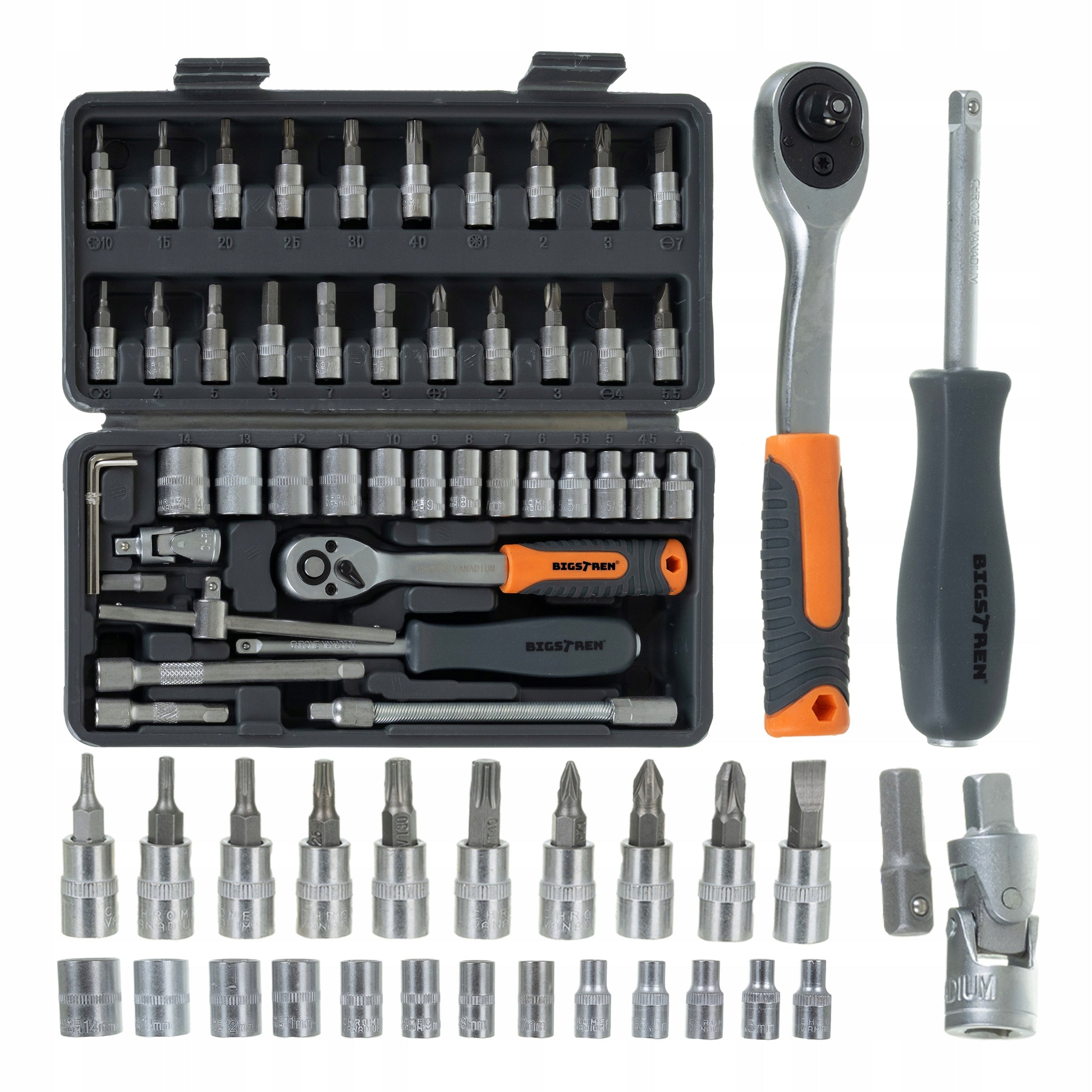 Tool Set Bigstren 46 el Tool Case Socket Wrenches 1/4 TORX