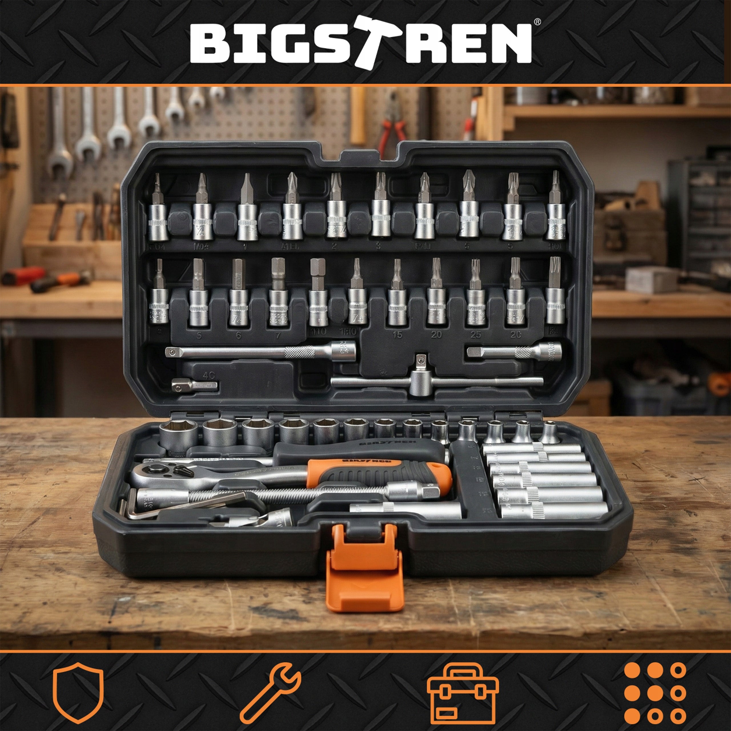 Tool Set Bigstren Tool Case 56 el. 1/4" Socket Wrenches EAN (GTIN) 5904665712771