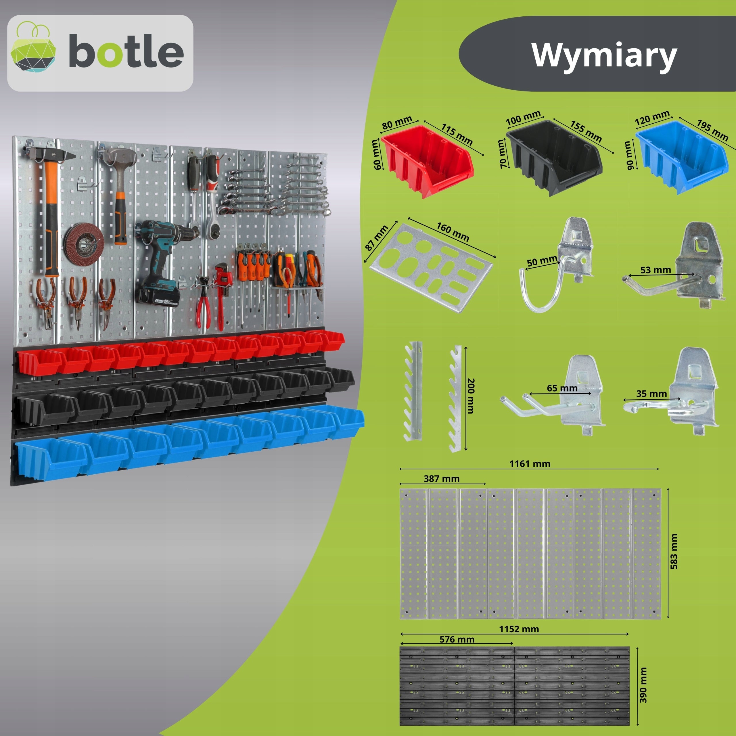 Tool Wall Workshop Garage Board Set, Handles Steel + Plastic Manufacturer code 5904865727797