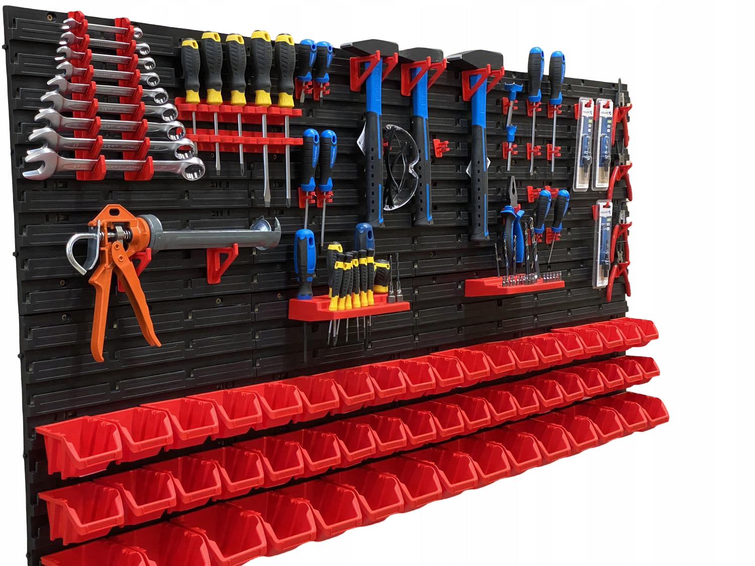 Tool board 154,7×78 cm for garage workshop + stickers | 53 cuvettes Product width 154 cm
