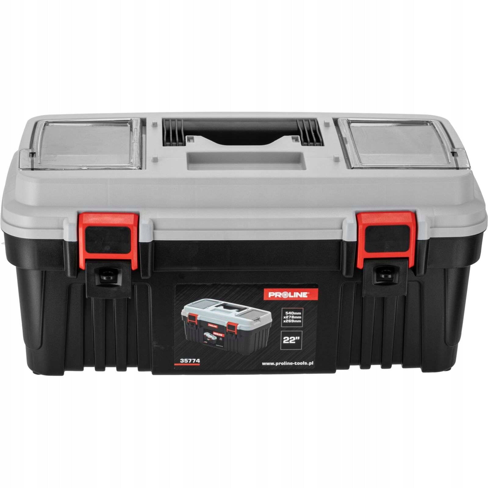 Tool box with 2 buckles 22 inches 540x278x269 tray Proline 35774 Packaging status original