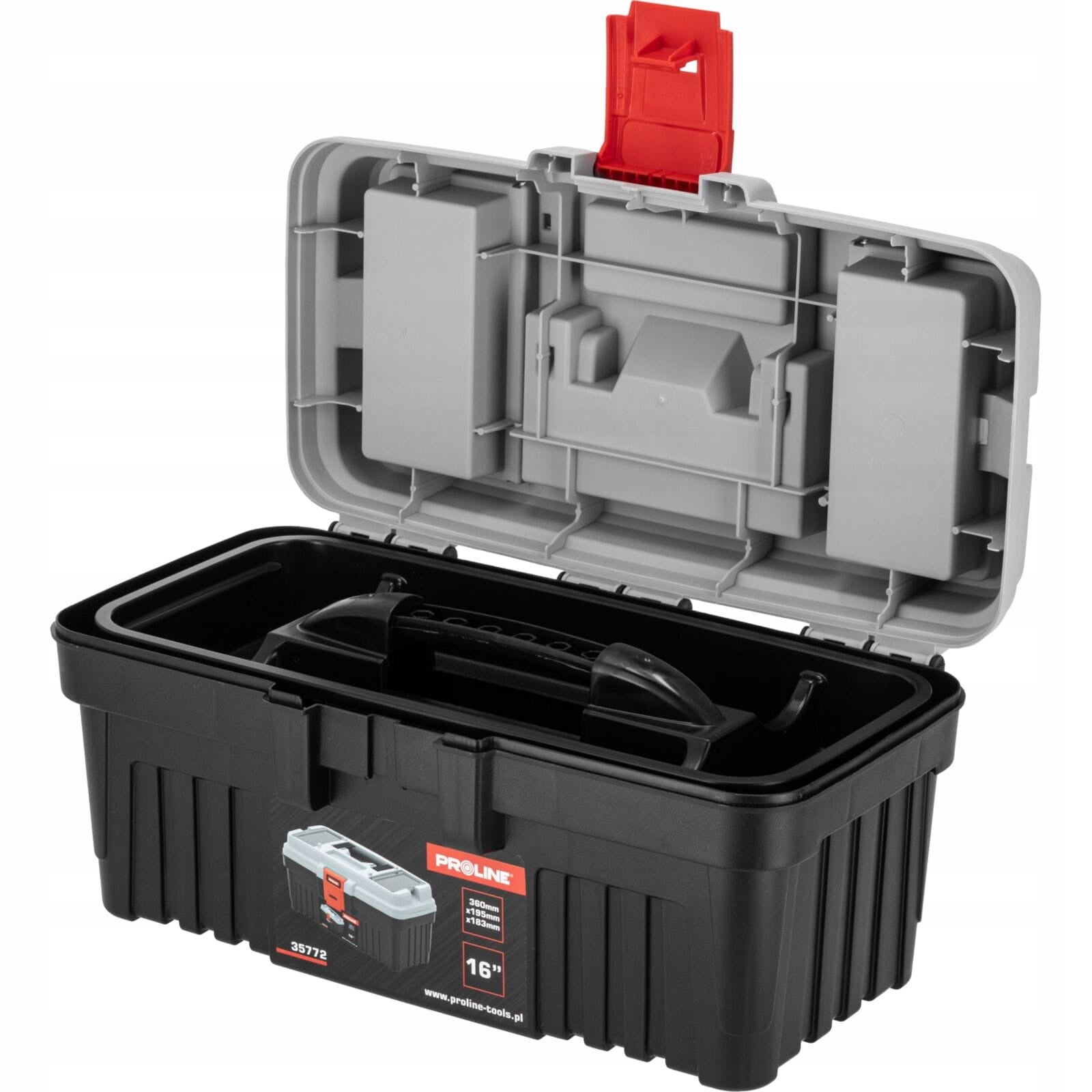 Tool box with buckle, 360 X 195 X 183, Proline Product weight with unit packaging 0.15 kg