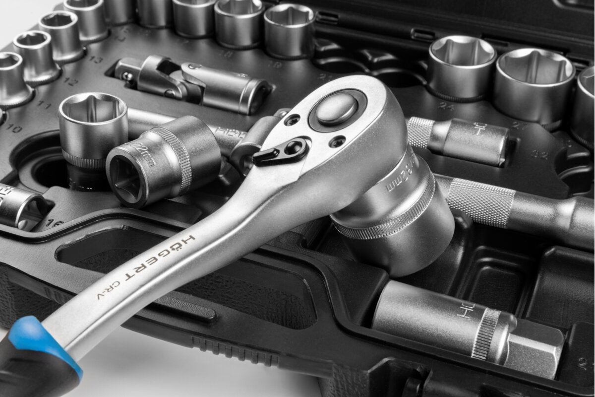 Tool kit 24 el. 1/2" ratchet cap 8-32, Hoegert Technik Manufacturer code HT1R210