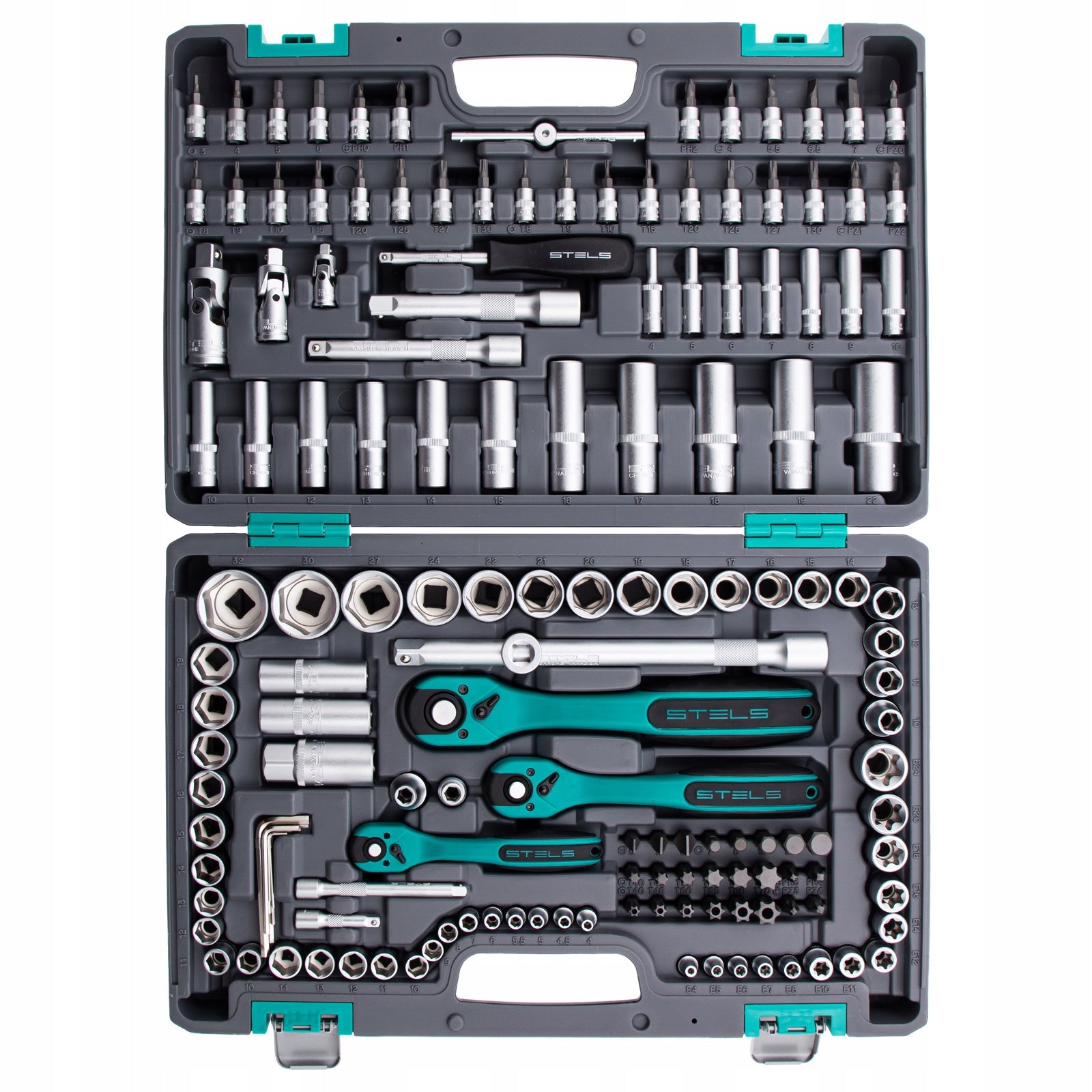 Tool set 1/4, 1/2, 3/8, reinforced case, 151 elements - Stels