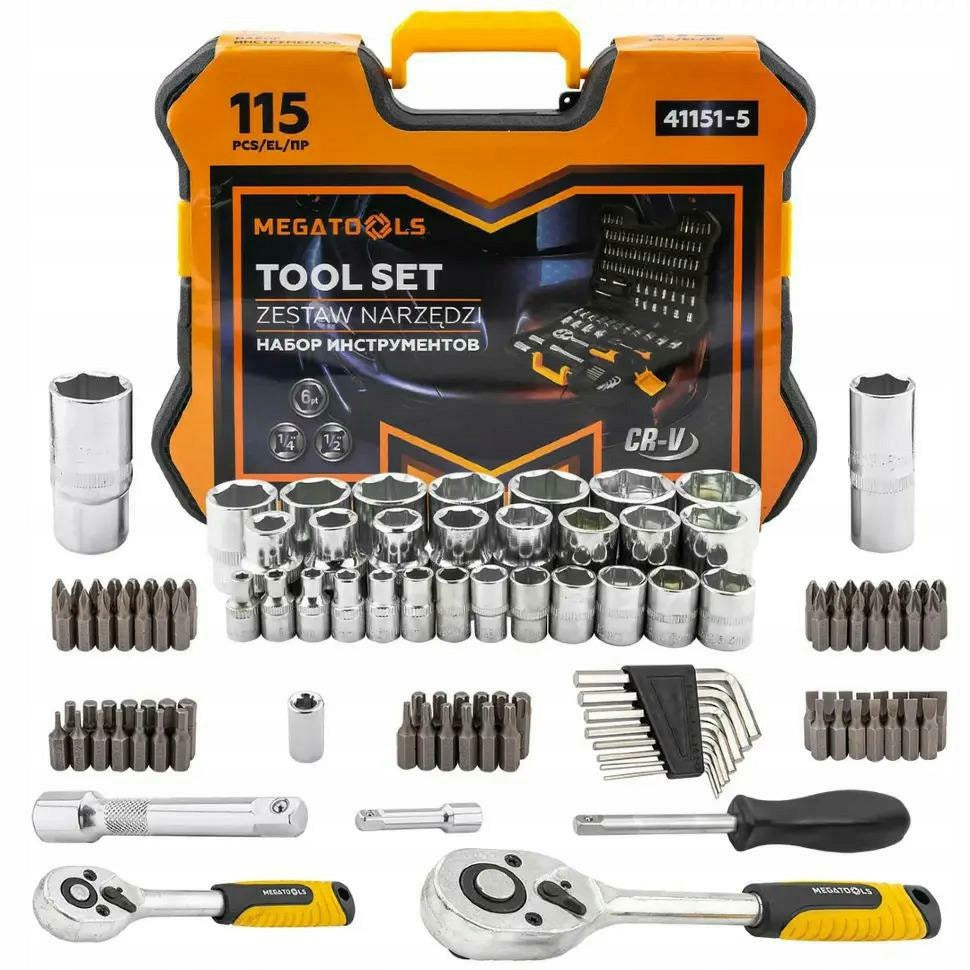 Tool set 115 el. 1/4" and 1/2" 6-angle