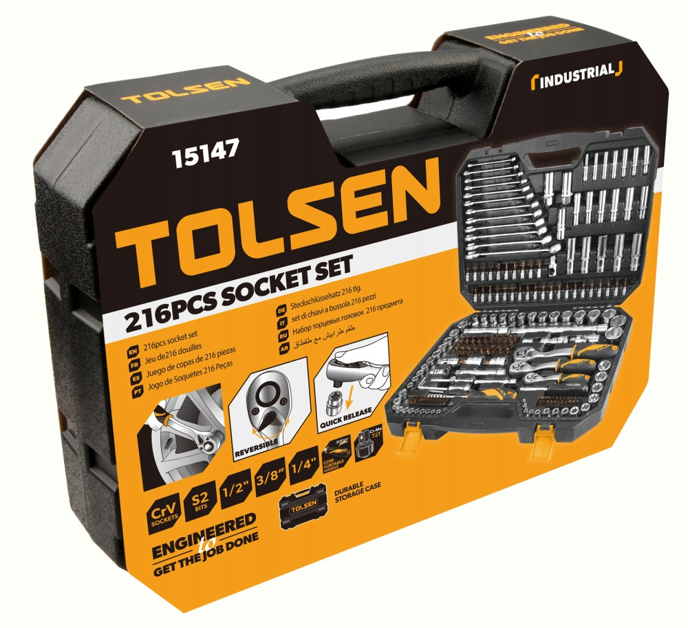 Tool set 216 el TOLSEN PRO 1/2 1/4 CrV S2 ratchets Manufacturer code 15147