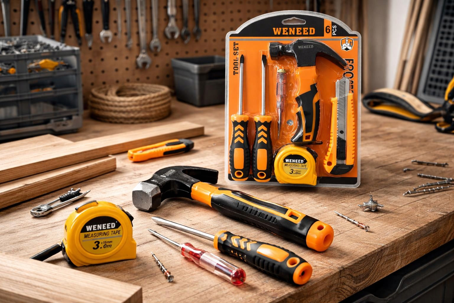 Tool set 6 el hammer screwdrivers knife measure sampler household tools Brand no brand