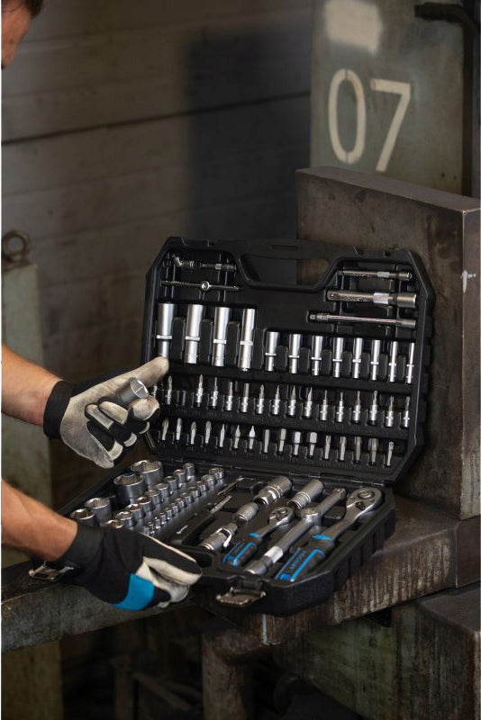 Tool set 95 elements, CrV, ratchets 72T CrMo, Hoegert Technik Manufacturer code HT1R226