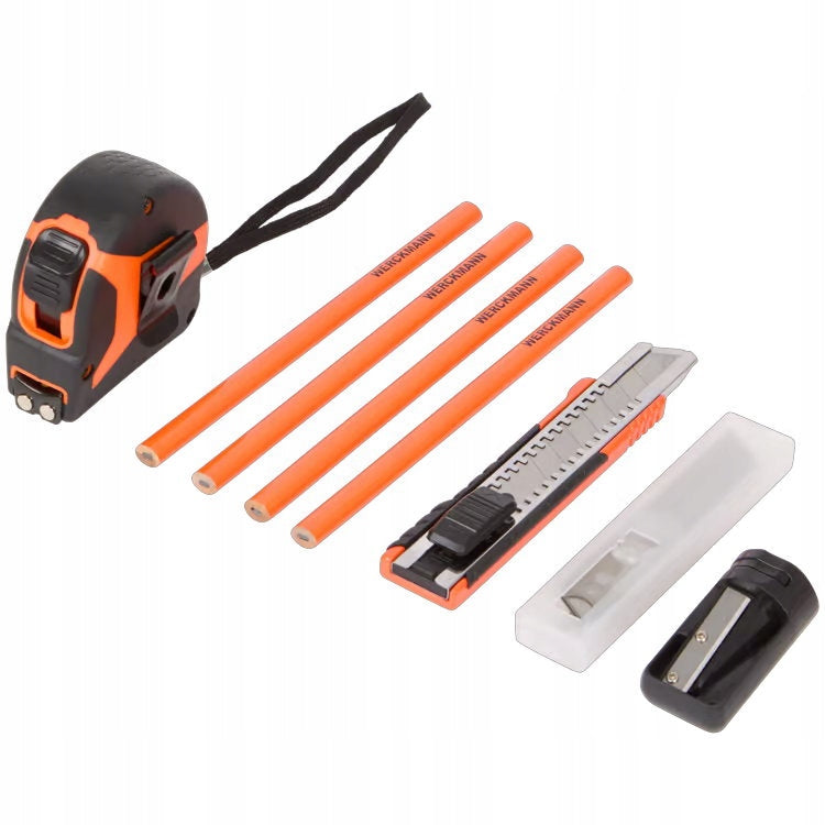 Tool set MEASURE 5m PENCIL KNIFE sharpener BLADES Werckman 12elements