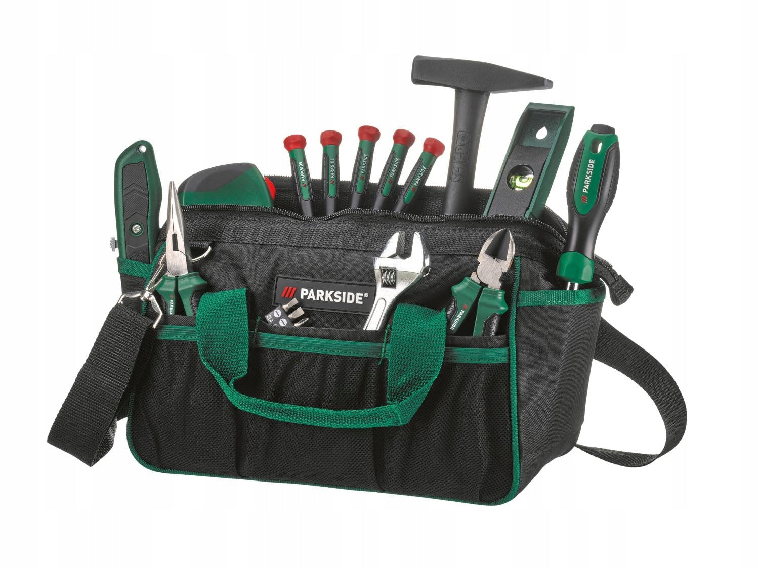 Tool set Parkside 23 elements black and green bag Bits Screwdrivers