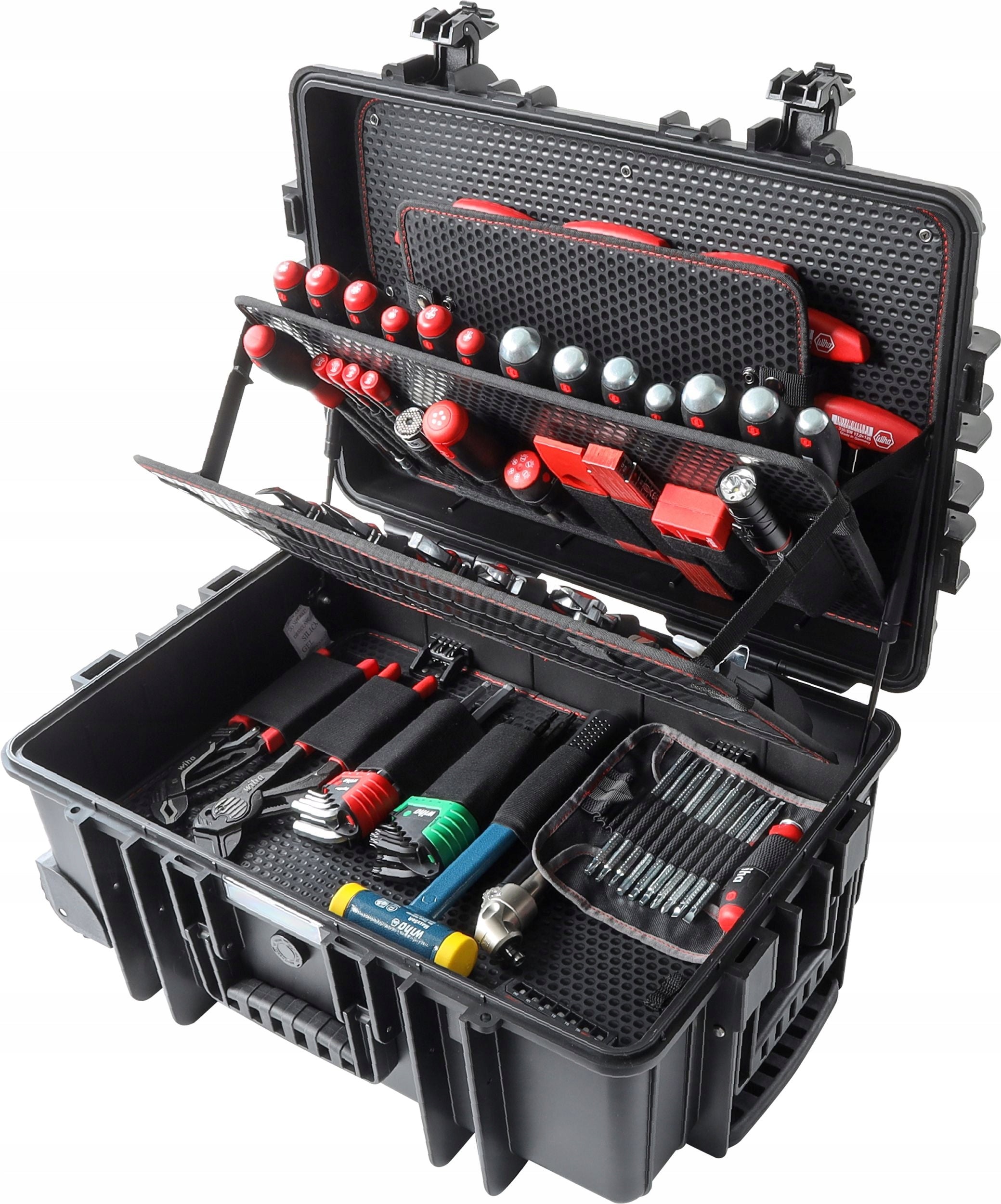 Tool set WIHA 102 el suitcase XXL version for mechanic, wheels