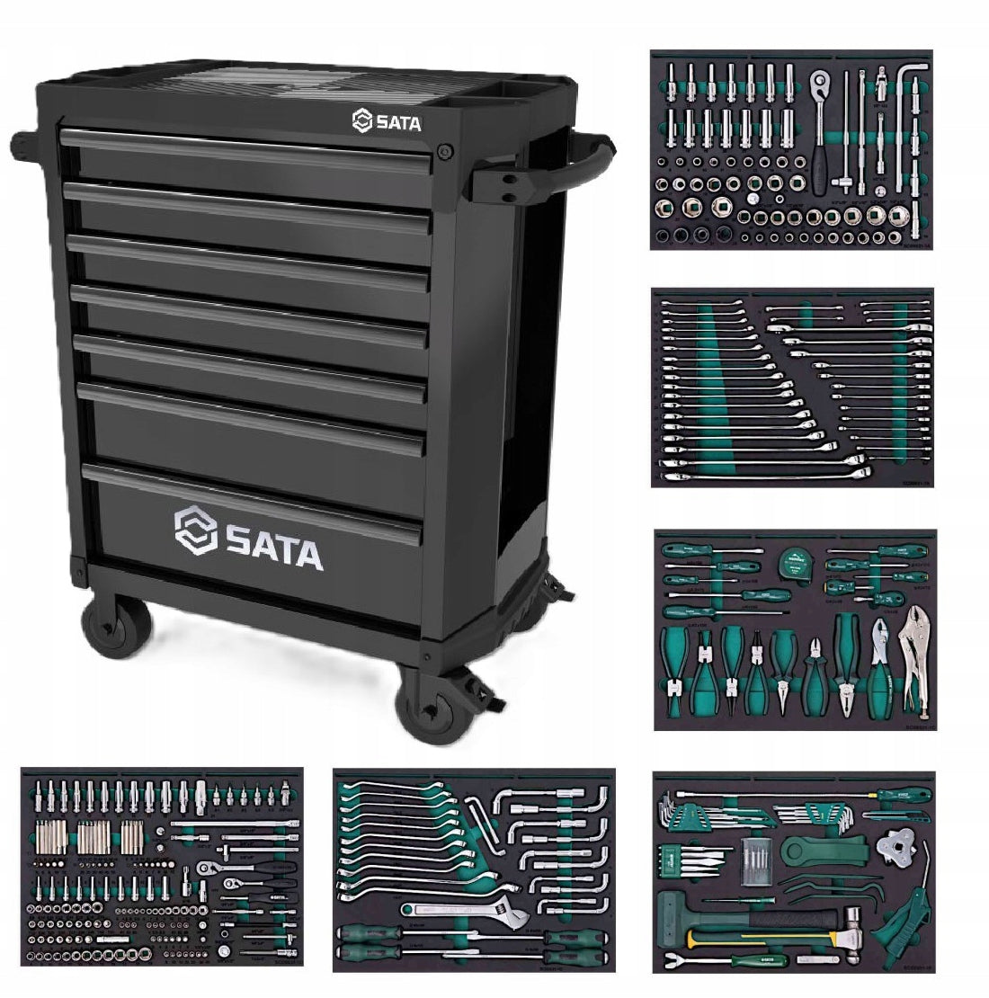 Tool trolley SATA black 7 drawers with accessories 368 el. ST95113GPRO Brand SATA