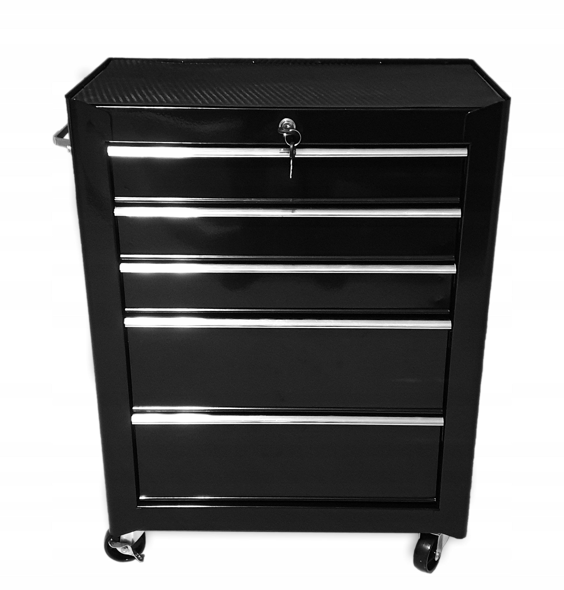 Tool trolley workshop cabinet 5 drawers raised chest of drawers black Product weight with unit packaging 26 kg