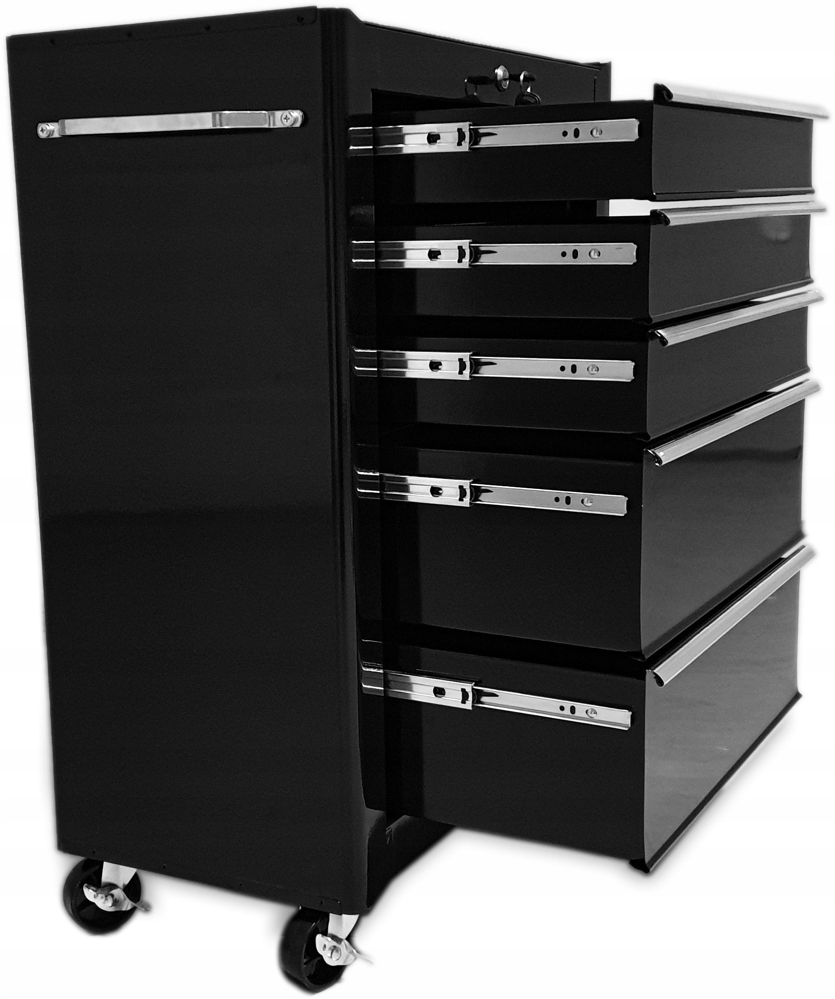 Tool trolley workshop cabinet 5 drawers raised chest of drawers black Product width 62 cm