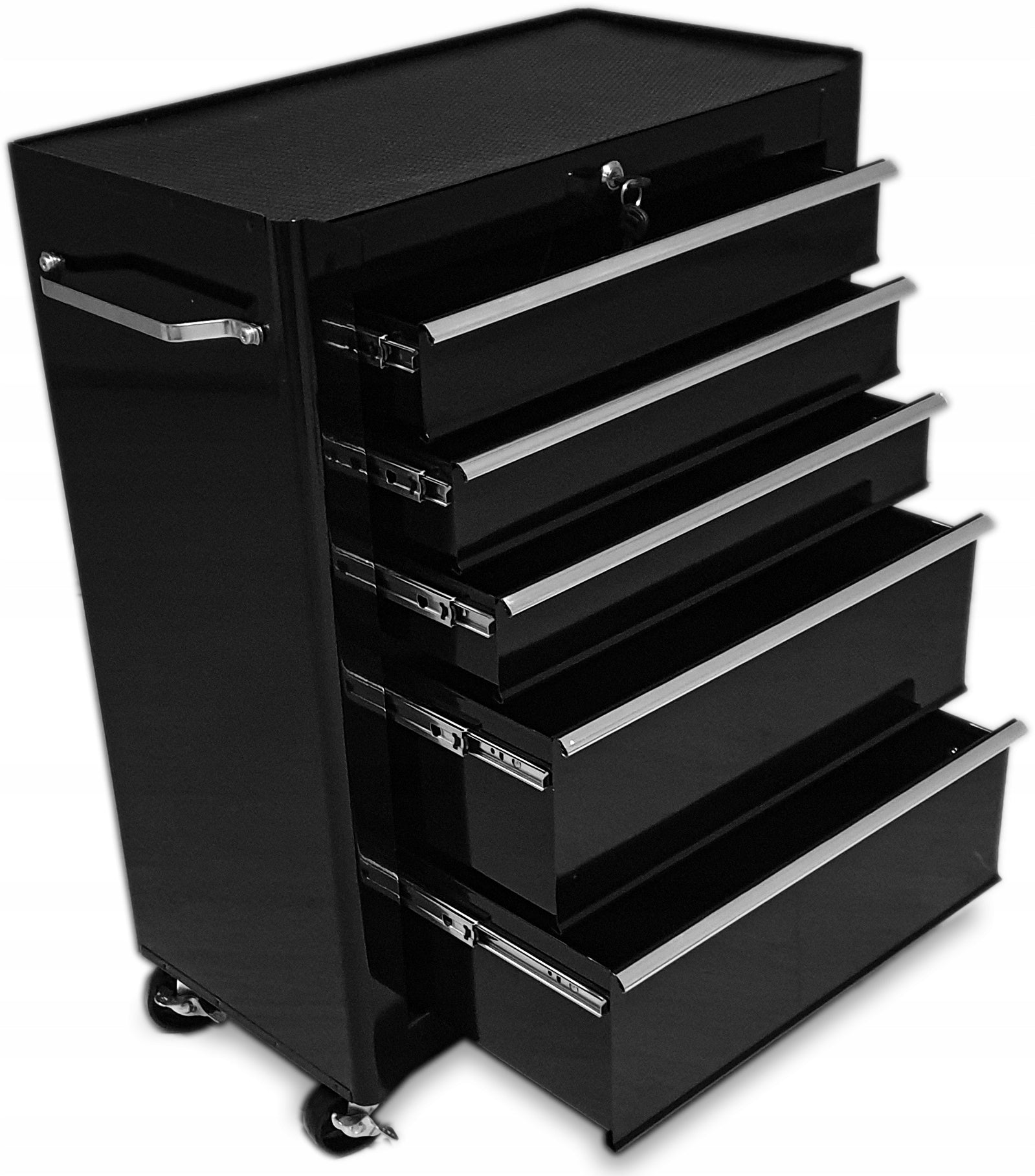 Tool trolley workshop cabinet 5 drawers raised chest of drawers black