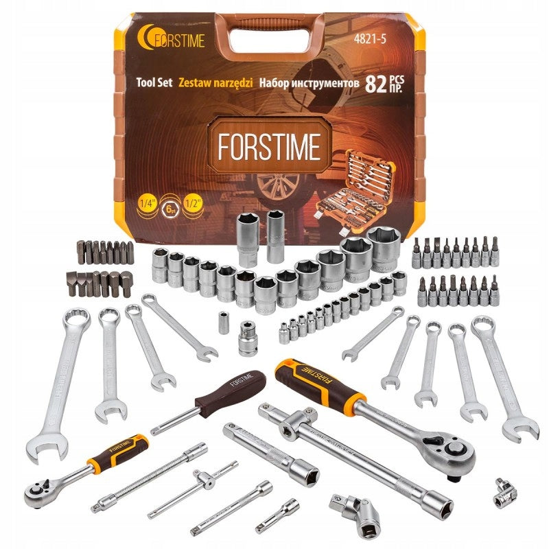 Tool wrench set socket bits wrenches 82el. 1/4" 1/2" 6-angle