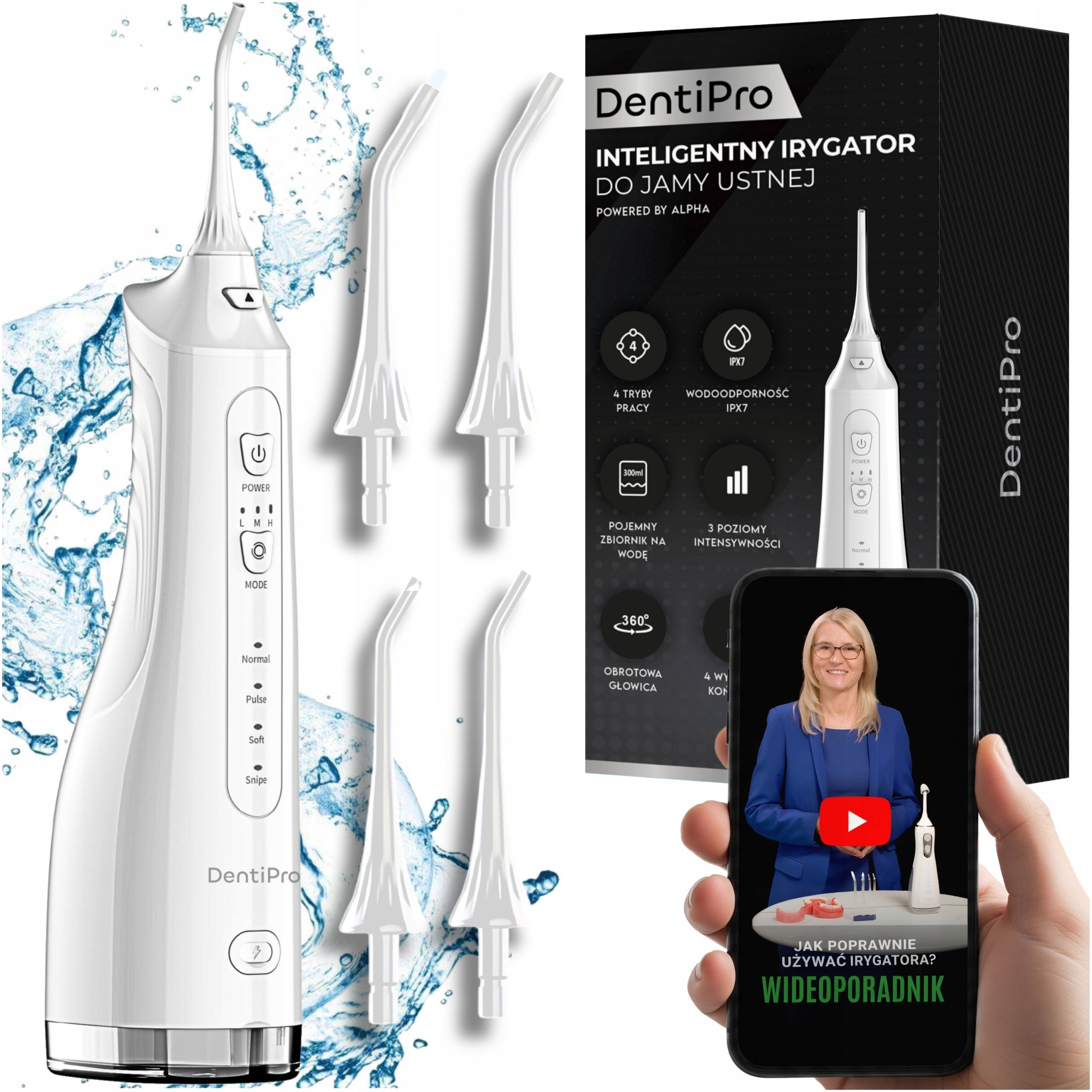 Tooth Irrigator 4 Modes +4 Nozzles - Professional, Powerful, and Wireless