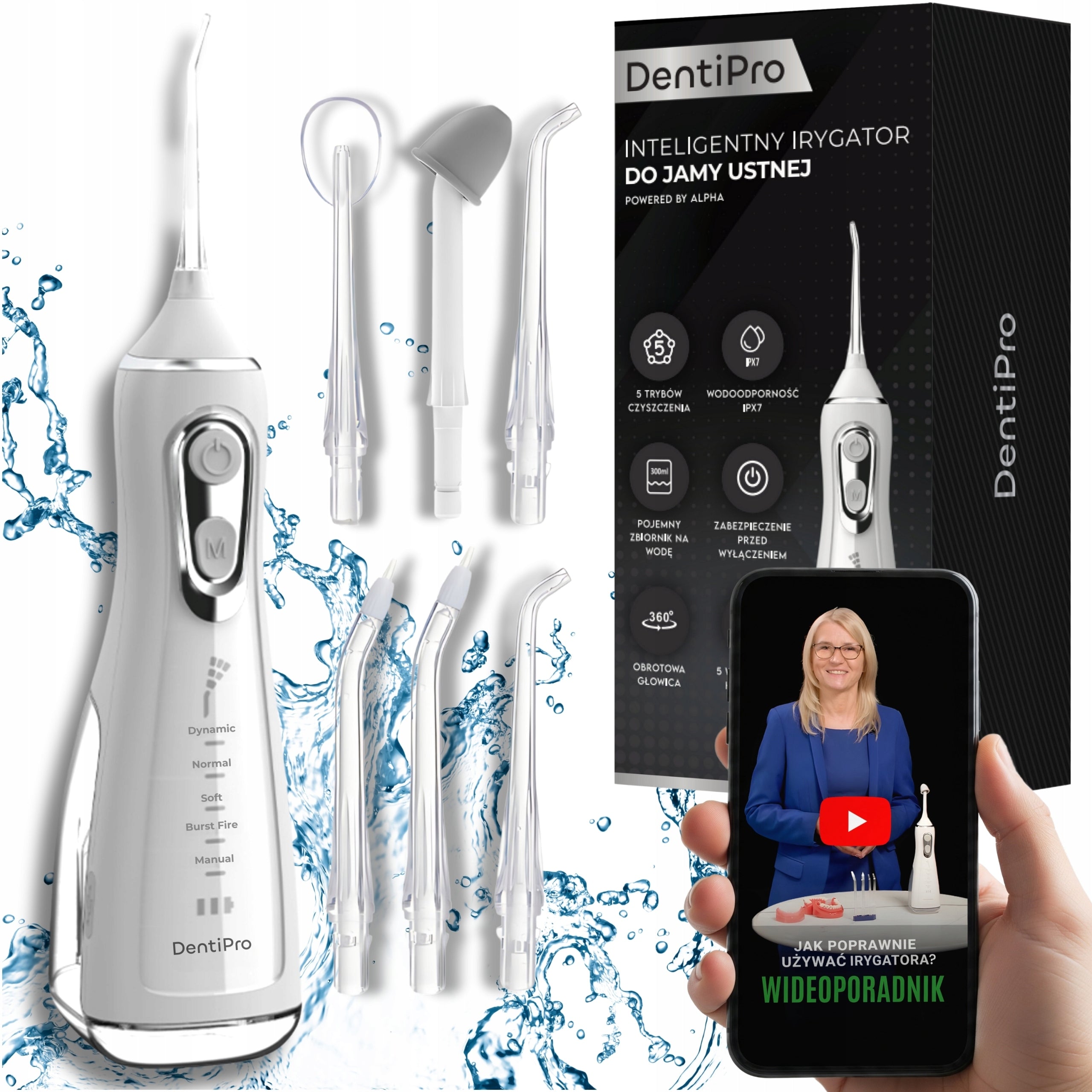 Tooth Irrigator 5 Modes + 6 Nozzles - Professional, Powerful, and Wireless