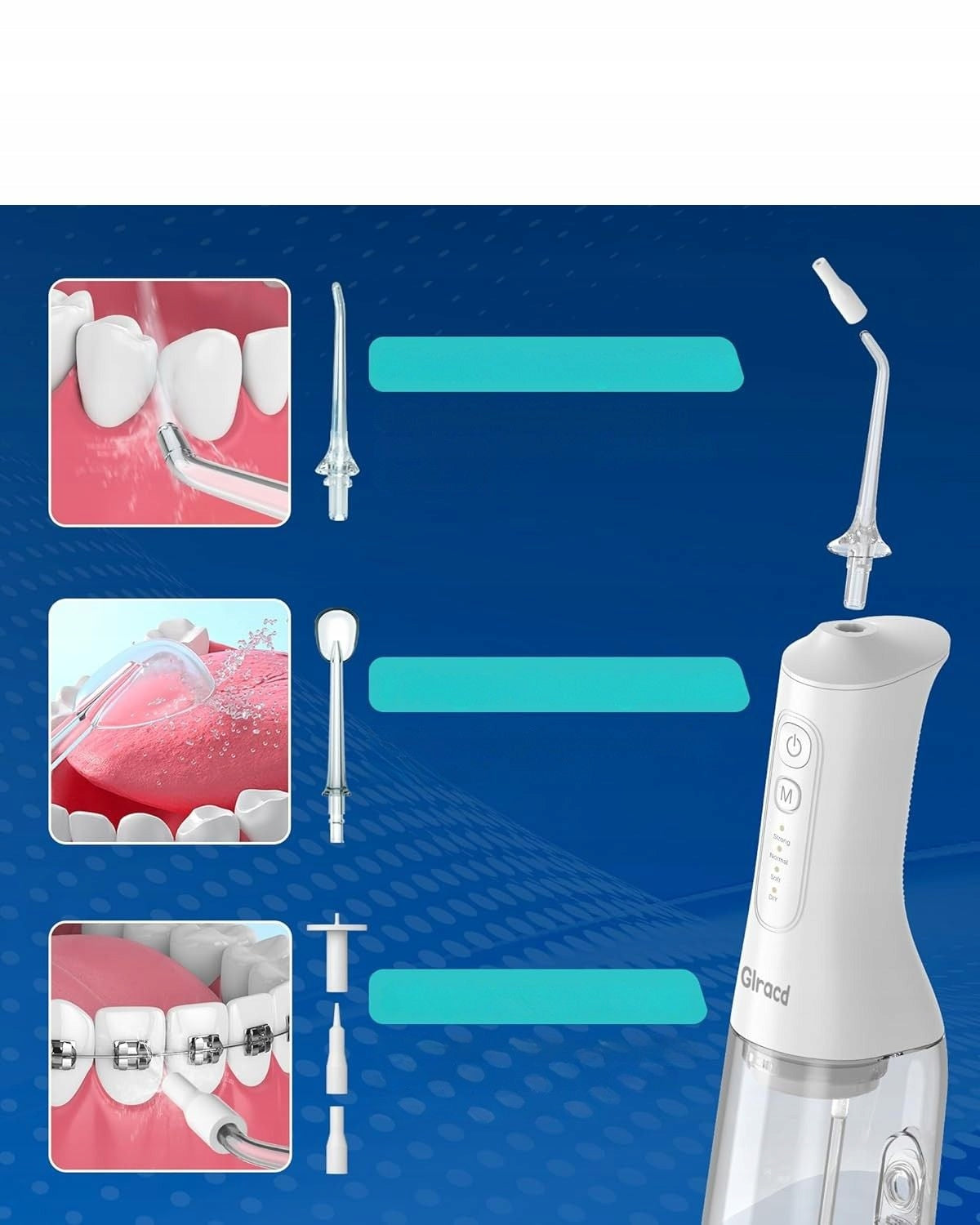 Tooth Irrigator Glracd Wireless IPX7 6 Tips 300ml Brand no brand