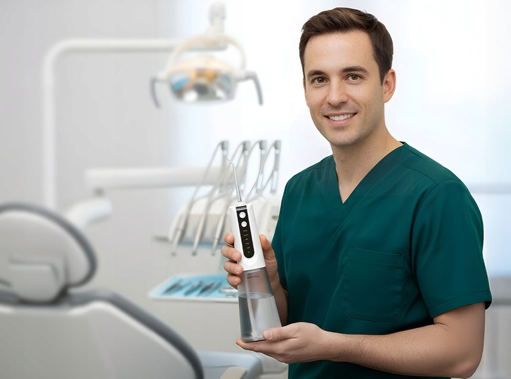 Tooth Irrigator Wireless 5 Modes 6 Dental Nozzles Strong + FREEBIE Manufacturer code Zestaw zdrowy uśmiech szczotecza + irygator