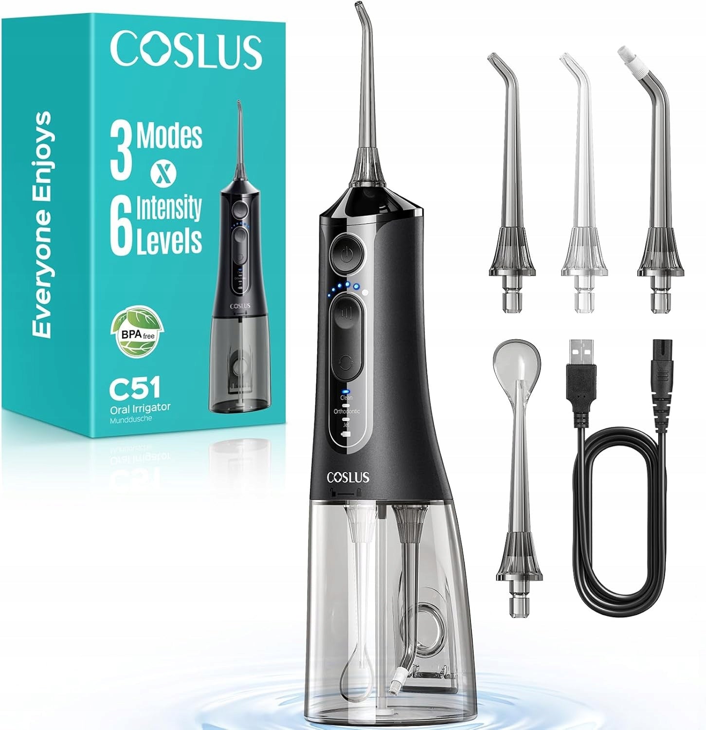 Tooth Irrigator Wireless Portable 300ml 18 Modes COSLUS