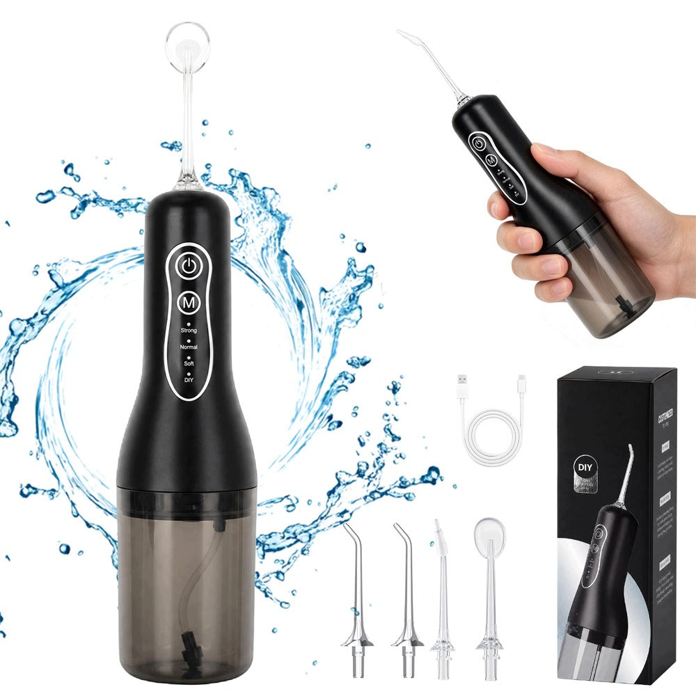 Tooth Irrigator Wireless Waterproof 4 Nozzles Black Portable