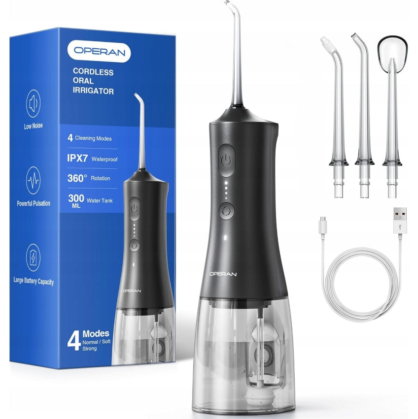 Tooth irrigator Operan portable 300ml waterproof IPX7 black, 4 modes