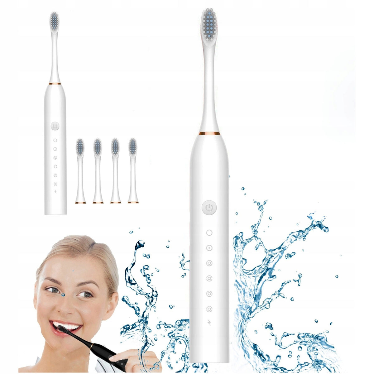 Toothbrush Electric Sonic 4 Ends USB IPX7 6 Operating Modes
