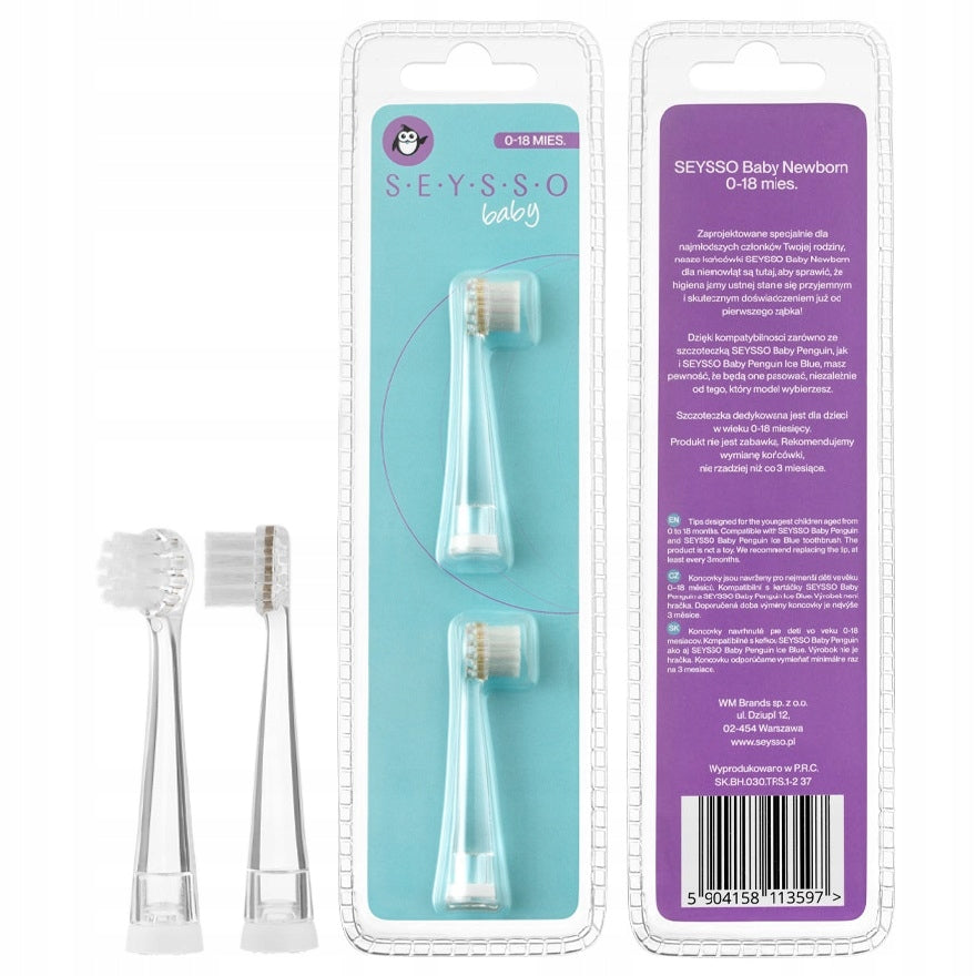 Toothbrush tips SEYSSO Baby Penguin Newborn0-18 months 2pcs Brand Seysso Oxygen Range