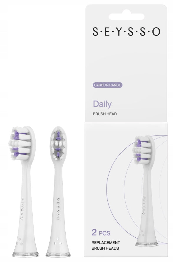 Toothbrush tips SEYSSO CARBON BASIC series 2 pieces white