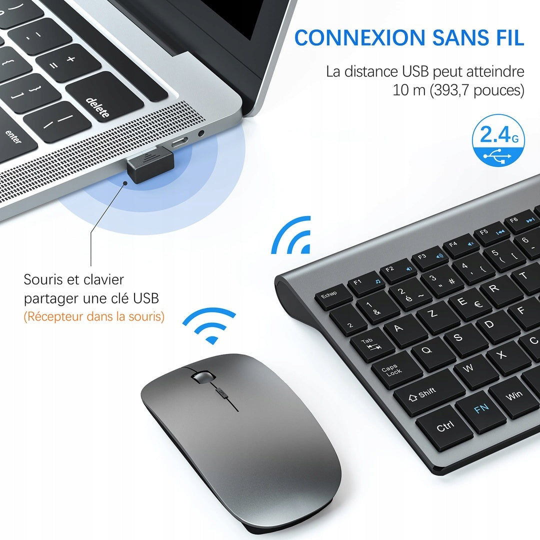 TopMate Wireless Keyboard and Mouse Set 2.4G Quiet Scissor AZERTY Packaging status original