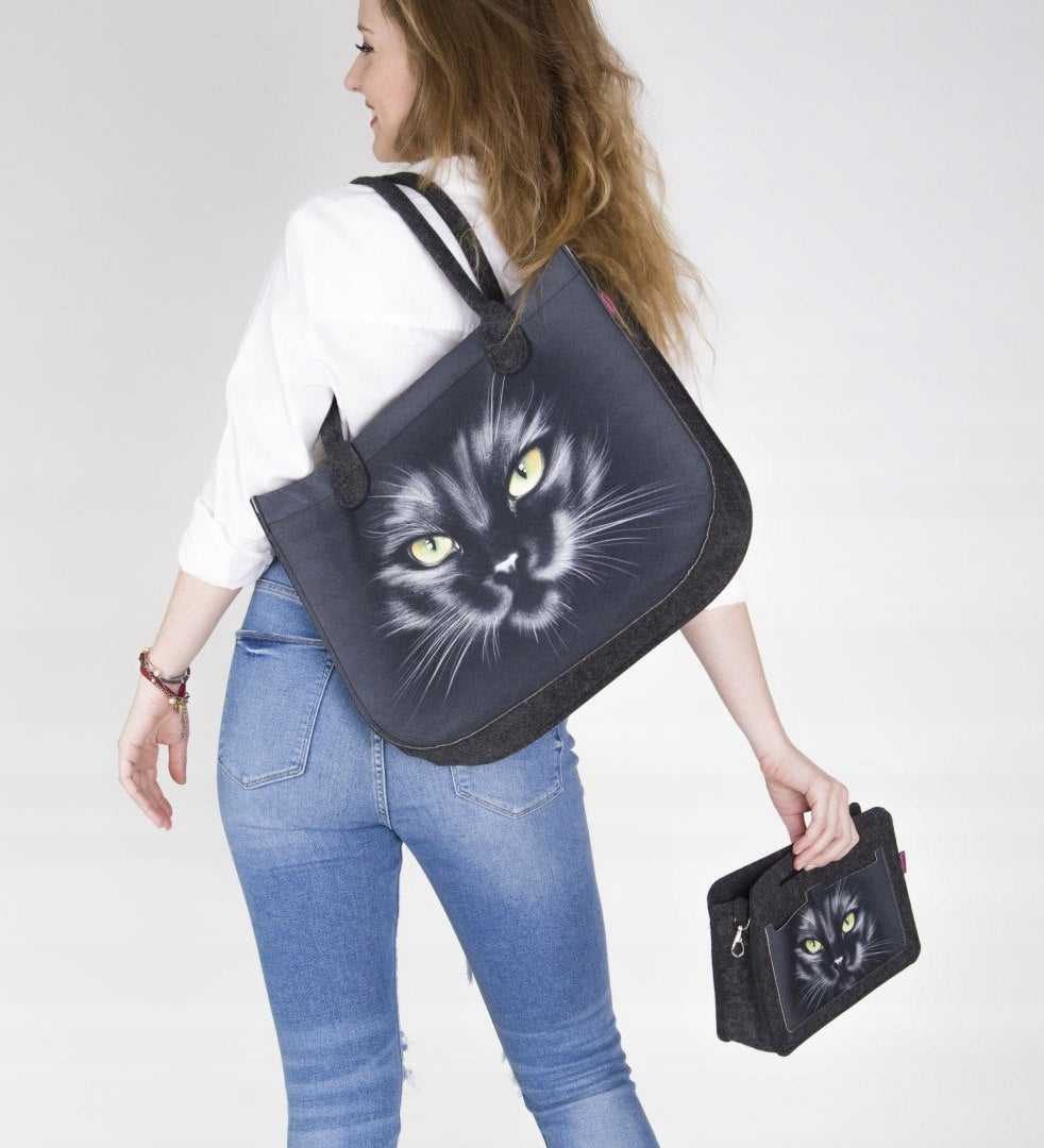 Öko-Filz-Handtasche für Damen Lady Nero Black 