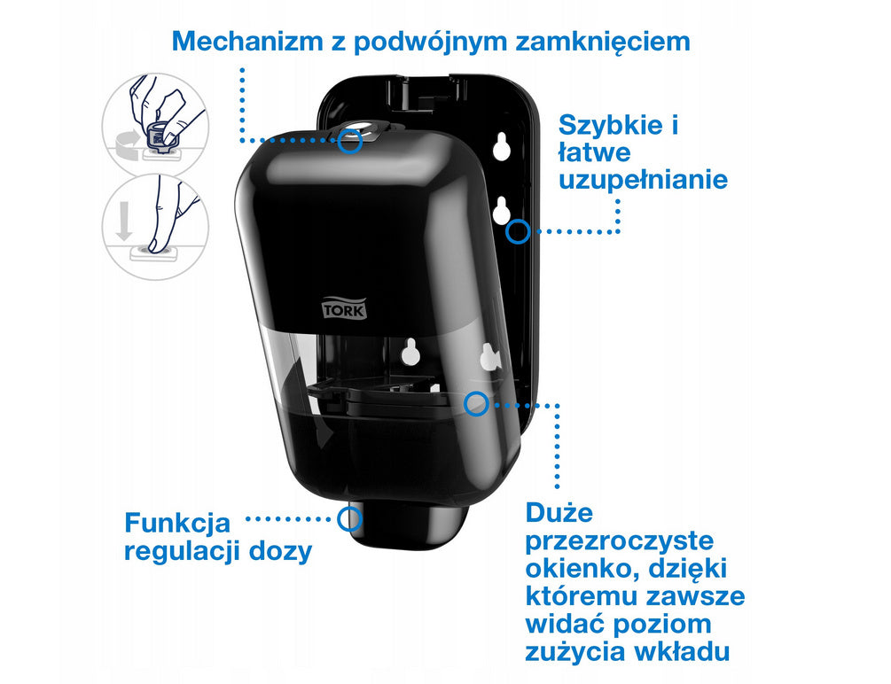Tork 565208 Soap and Disinfection Dispenser Mini S5 Elevation Black ABS Manufacturer code 565208