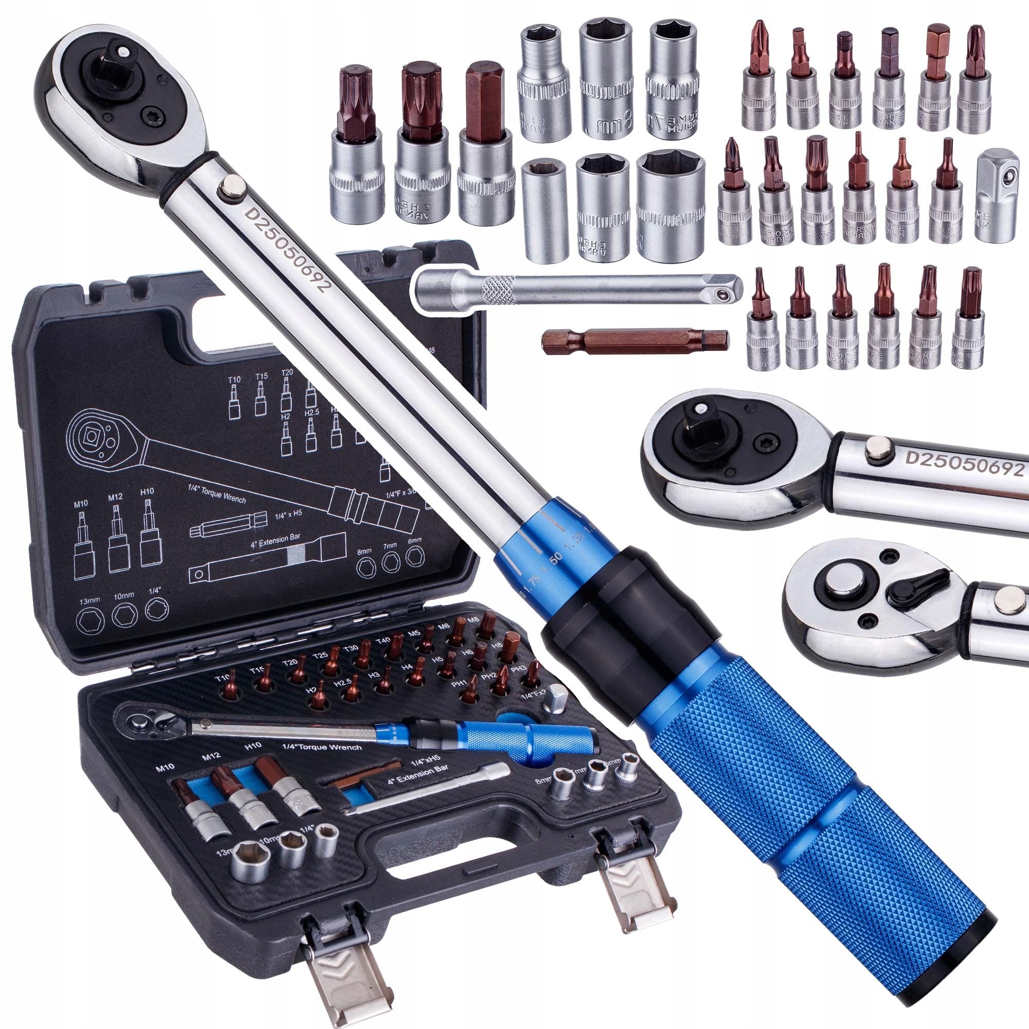 Torque Wrench 1/4" 5-25 Nm TWO-WAY with Caps 32pcs LOCK