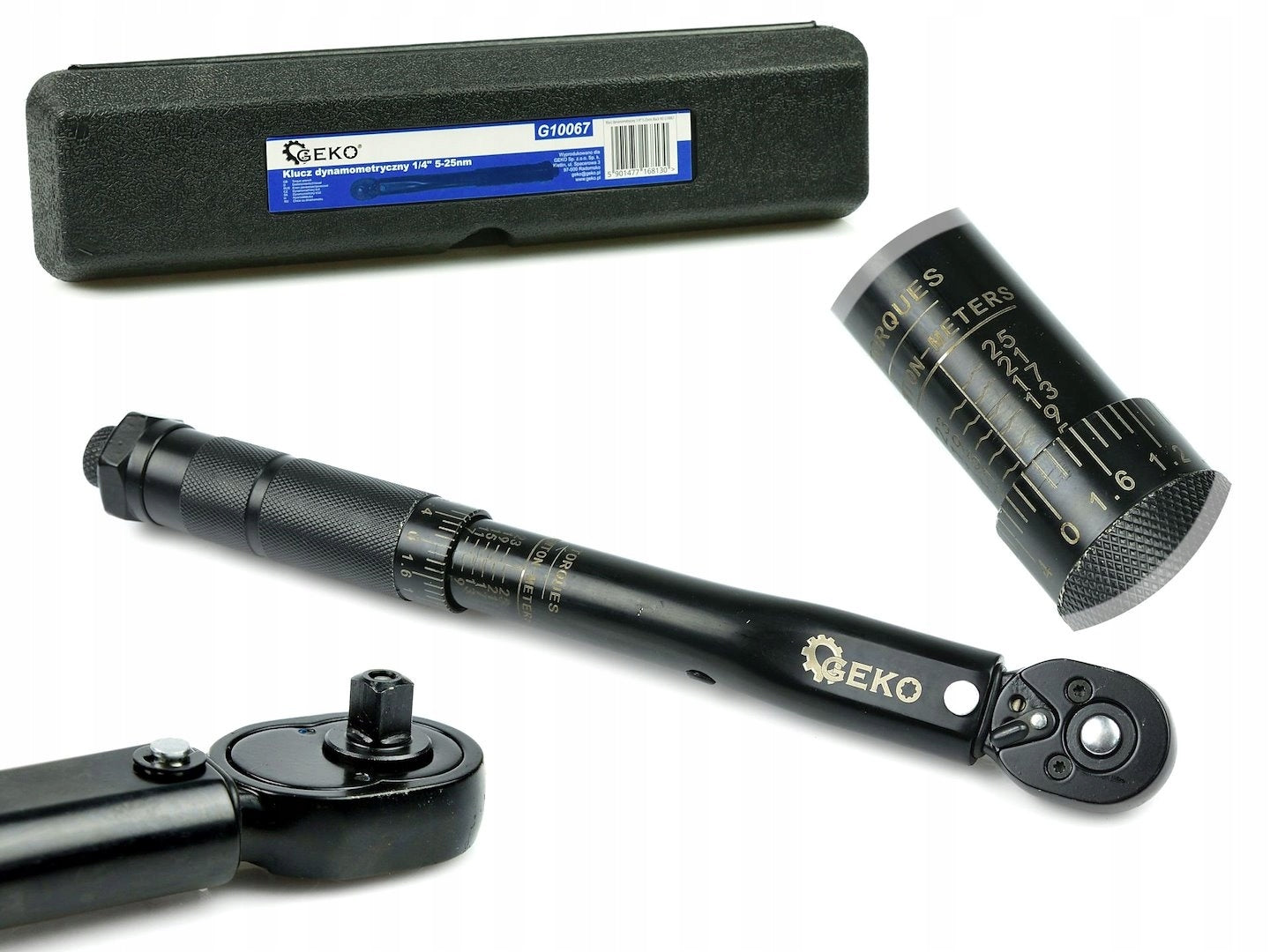 Torque wrench GEKO 1/4" 5-25nm Black HD