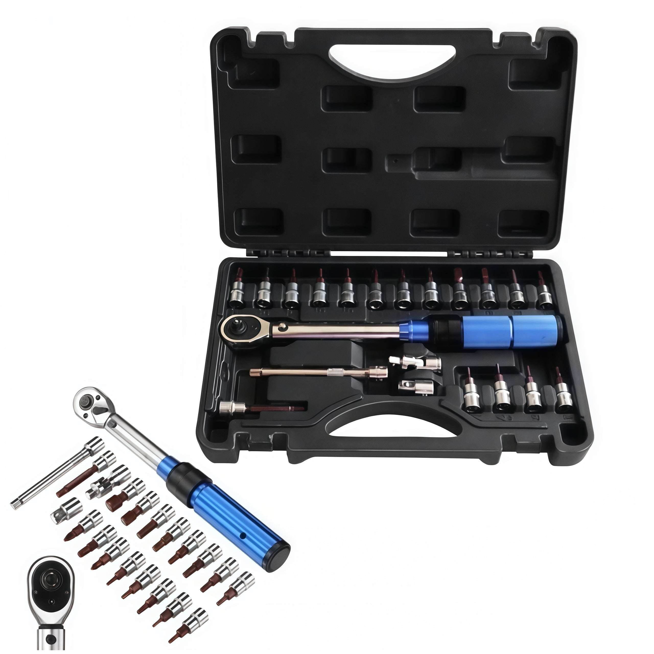 Torque wrench for bicycles 21 pieces 1/4"2-24Nm