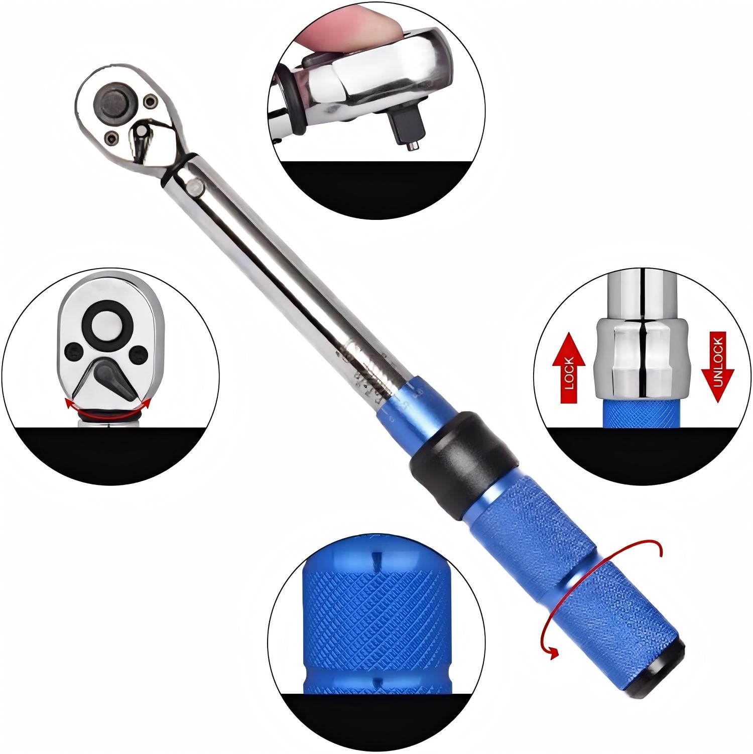Torque wrench for bicycles 21 pieces 1/4" 2-24nm strong steel Key type torque